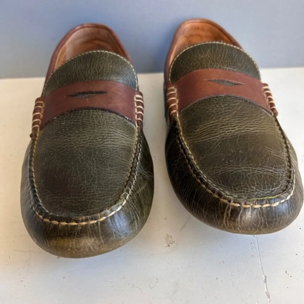 Johnston‎ & Murphy Drivers Penny Loafer Mens 9.5 Green Sheepskin Boat Preppy